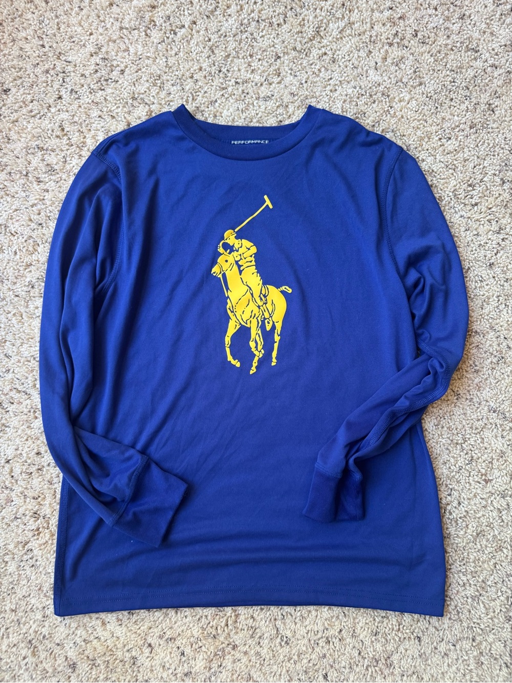 Polo by Ralph Lauren Boys Long Sleeve Tee in Royal Blue with Yellow Logo